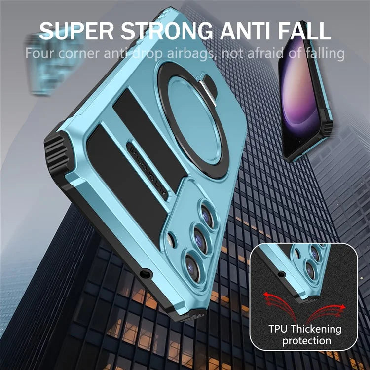 For Samsung Galaxy S23 Case Compatible with MagSafe Kickstand PC+TPU Phone Cover