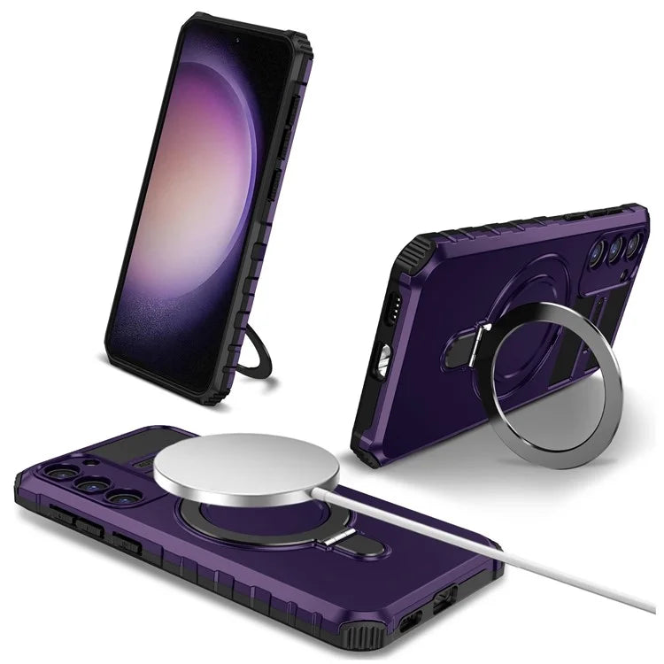 For Samsung Galaxy S23 Case Compatible with MagSafe Kickstand PC+TPU Phone Cover