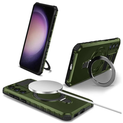 For Samsung Galaxy S23+ Case PC+TPU Kickstand Phone Cover Compatible with MagSafe
