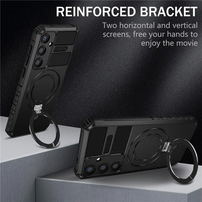 For Samsung Galaxy S24 Shockproof Case PC+TPU Kickstand Phone Case Compatible with MagSafe