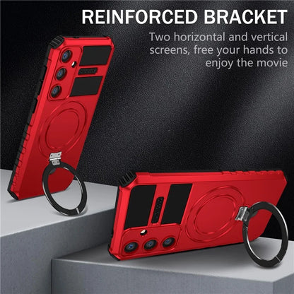 For Samsung Galaxy S24 Shockproof Case PC+TPU Kickstand Phone Case Compatible with MagSafe
