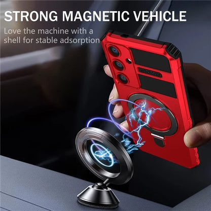 For Samsung Galaxy S24 Shockproof Case PC+TPU Kickstand Phone Case Compatible with MagSafe