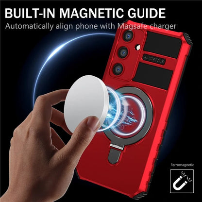 For Samsung Galaxy S24 Shockproof Case PC+TPU Kickstand Phone Case Compatible with MagSafe