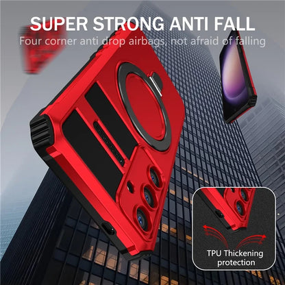 For Samsung Galaxy S24 Shockproof Case PC+TPU Kickstand Phone Case Compatible with MagSafe