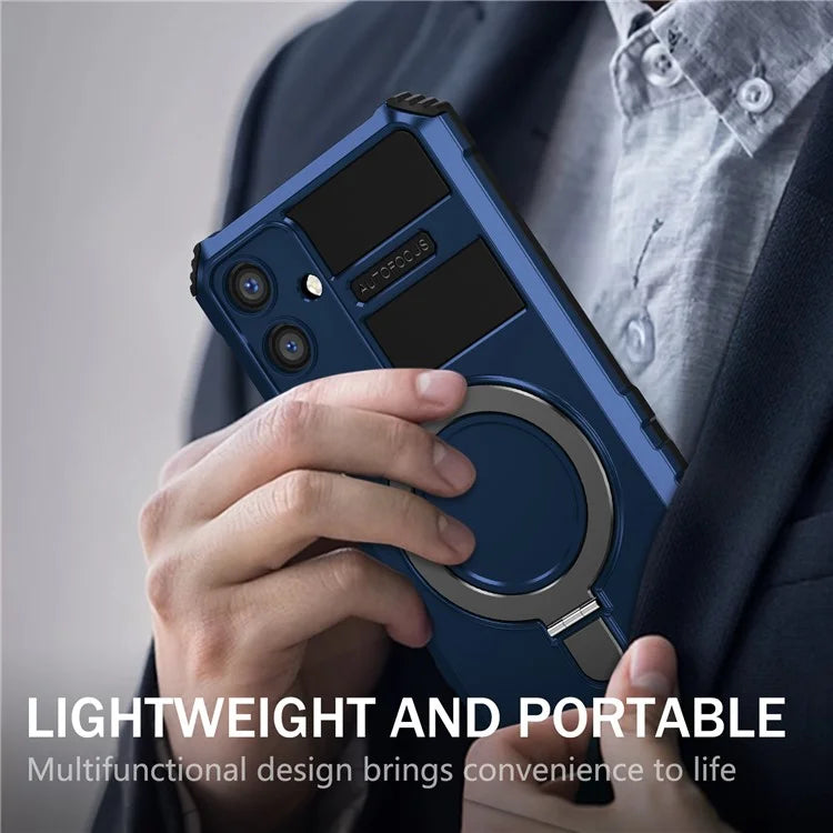 For Samsung Galaxy S24 Shockproof Case PC+TPU Kickstand Phone Case Compatible with MagSafe