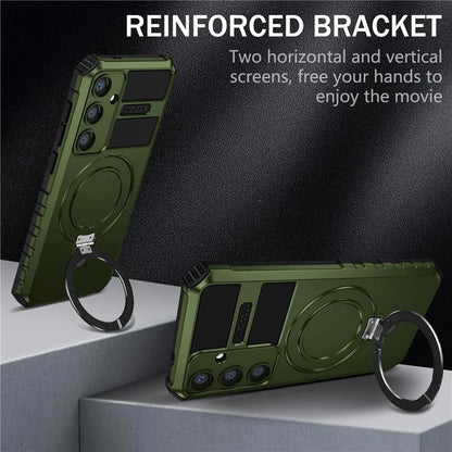 For Samsung Galaxy S24 Shockproof Case PC+TPU Kickstand Phone Case Compatible with MagSafe