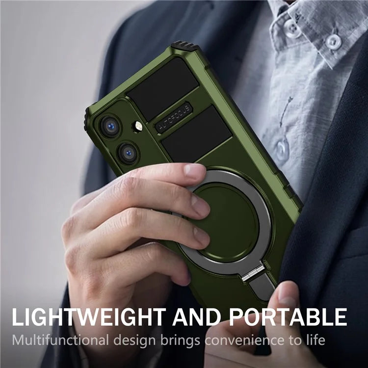 For Samsung Galaxy S24 Shockproof Case PC+TPU Kickstand Phone Case Compatible with MagSafe