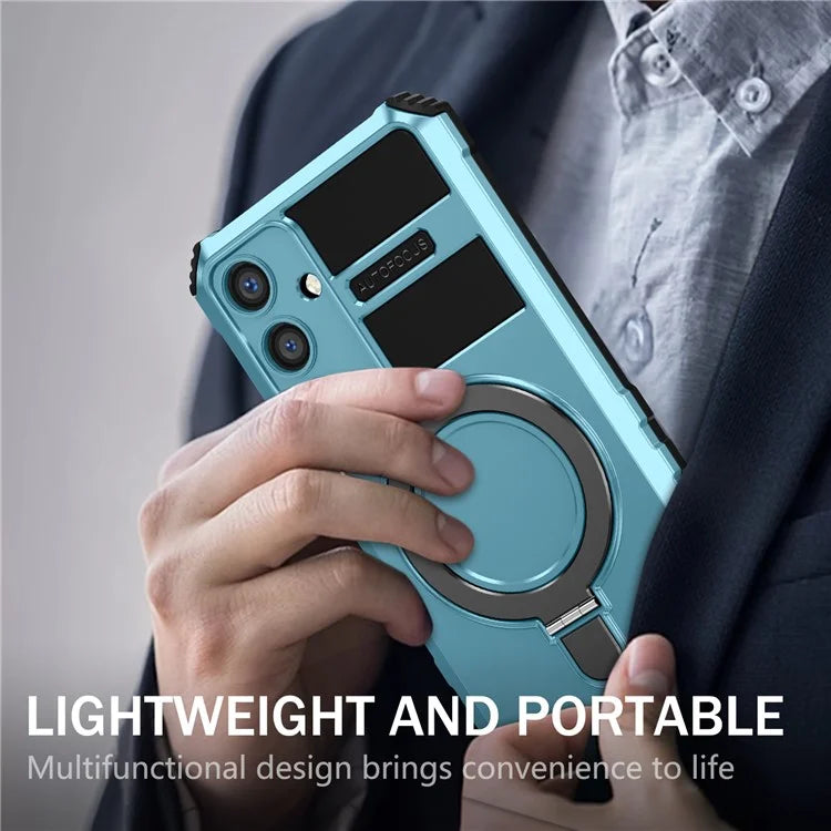 For Samsung Galaxy S24 Shockproof Case PC+TPU Kickstand Phone Case Compatible with MagSafe