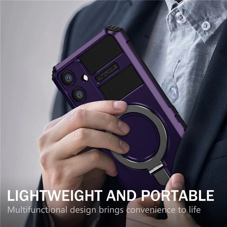 For Samsung Galaxy S24 Shockproof Case PC+TPU Kickstand Phone Case Compatible with MagSafe