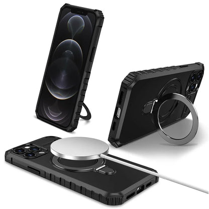 For iPhone 12 Pro Max Case with Magnetic Kickstand PC+TPU Phone Cover