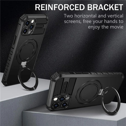 For iPhone 12 Pro Max Case with Magnetic Kickstand PC+TPU Phone Cover