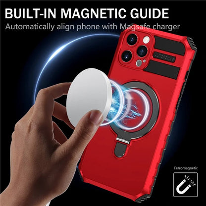 For iPhone 12 Pro Max Case with Magnetic Kickstand PC+TPU Phone Cover
