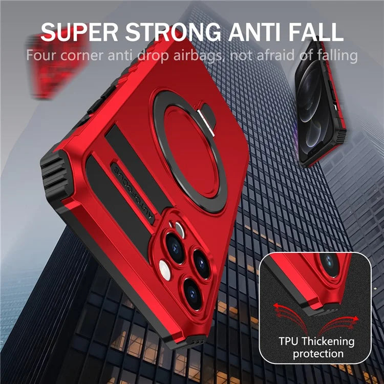 For iPhone 12 Pro Max Case with Magnetic Kickstand PC+TPU Phone Cover