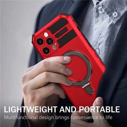 For iPhone 12 Pro Max Case with Magnetic Kickstand PC+TPU Phone Cover