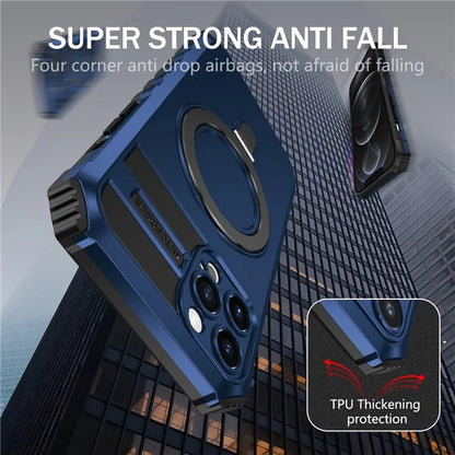 For iPhone 12 Pro Max Case with Magnetic Kickstand PC+TPU Phone Cover