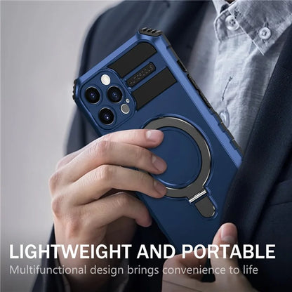 For iPhone 12 Pro Max Case with Magnetic Kickstand PC+TPU Phone Cover