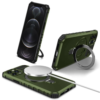 For iPhone 12 Pro Max Case with Magnetic Kickstand PC+TPU Phone Cover