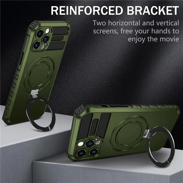 For iPhone 12 Pro Max Case with Magnetic Kickstand PC+TPU Phone Cover