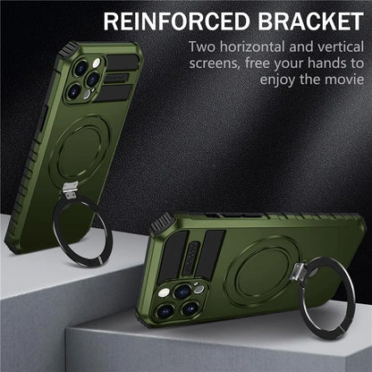 For iPhone 12 Pro Max Case with Magnetic Kickstand PC+TPU Phone Cover