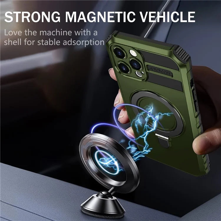 For iPhone 12 Pro Max Case with Magnetic Kickstand PC+TPU Phone Cover