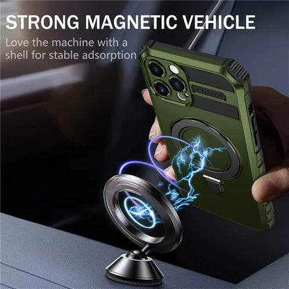 For iPhone 12 Pro Max Case with Magnetic Kickstand PC+TPU Phone Cover