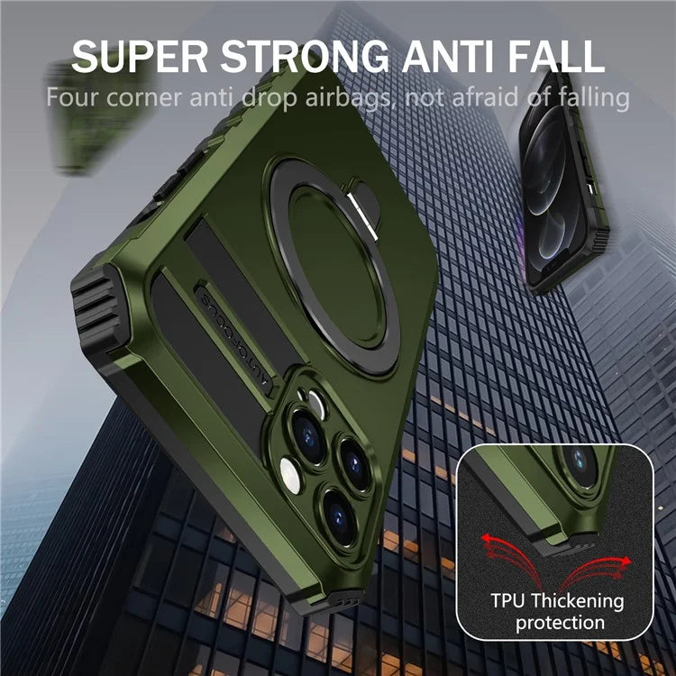For iPhone 12 Pro Max Case with Magnetic Kickstand PC+TPU Phone Cover