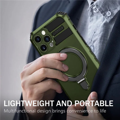 For iPhone 12 Pro Max Case with Magnetic Kickstand PC+TPU Phone Cover