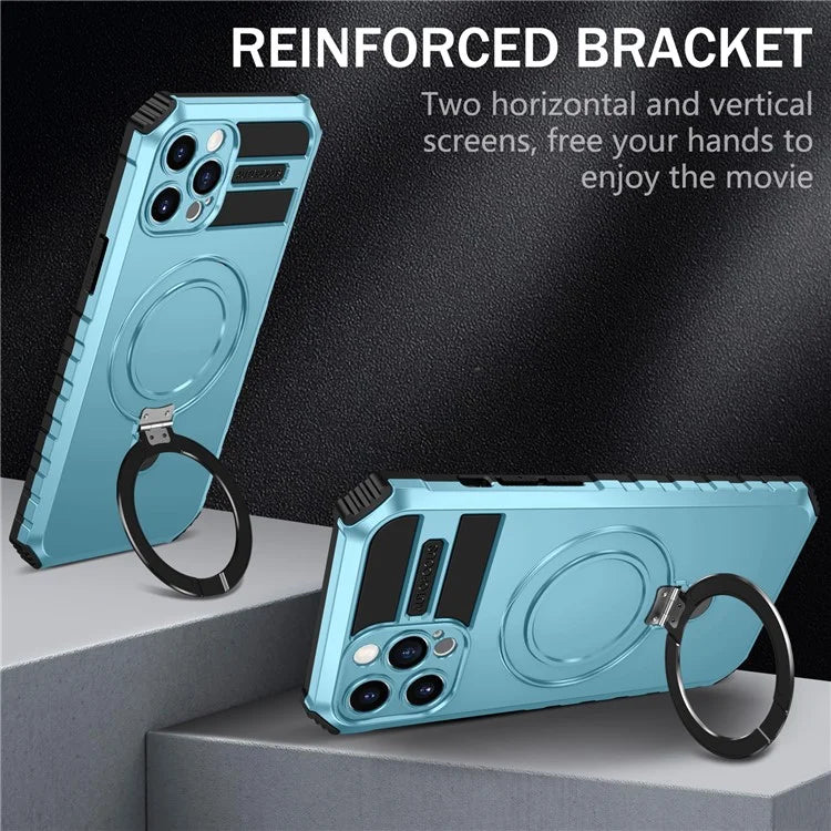 For iPhone 12 Pro Max Case with Magnetic Kickstand PC+TPU Phone Cover