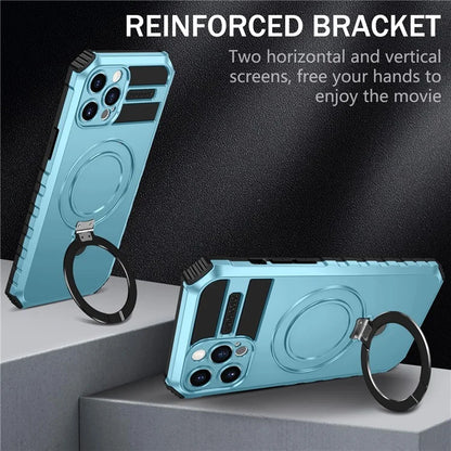For iPhone 12 Pro Max Case with Magnetic Kickstand PC+TPU Phone Cover