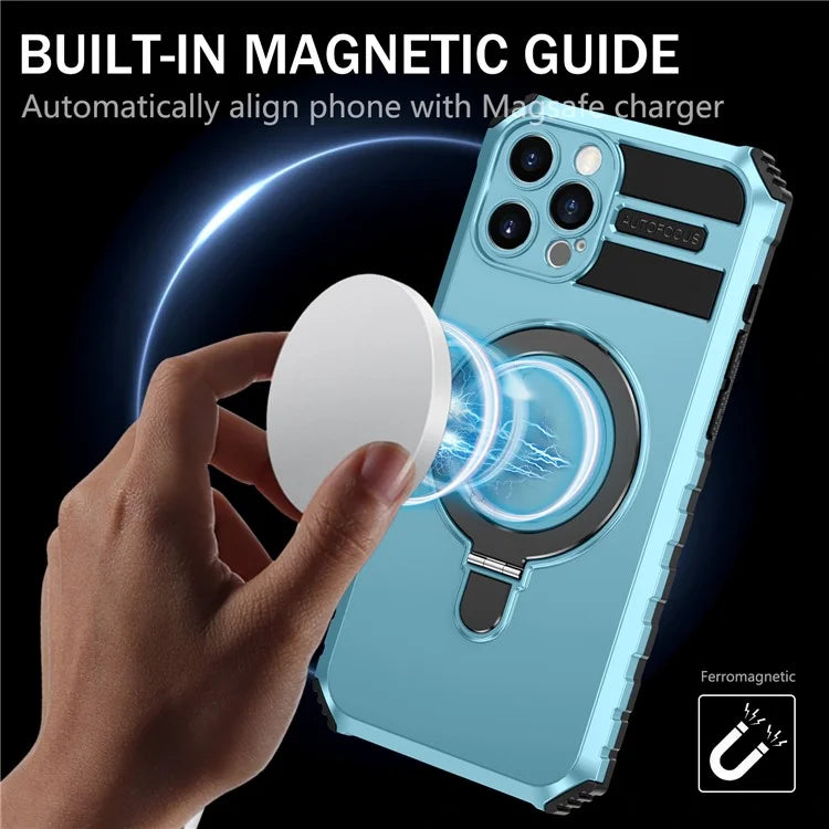 For iPhone 12 Pro Max Case with Magnetic Kickstand PC+TPU Phone Cover