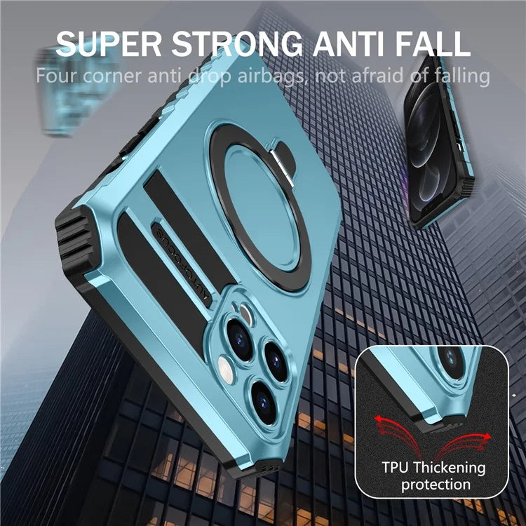 For iPhone 12 Pro Max Case with Magnetic Kickstand PC+TPU Phone Cover