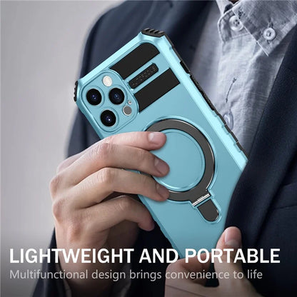 For iPhone 12 Pro Max Case with Magnetic Kickstand PC+TPU Phone Cover