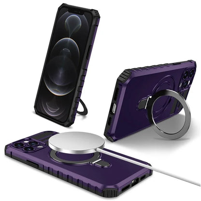 For iPhone 12 Pro Max Case with Magnetic Kickstand PC+TPU Phone Cover
