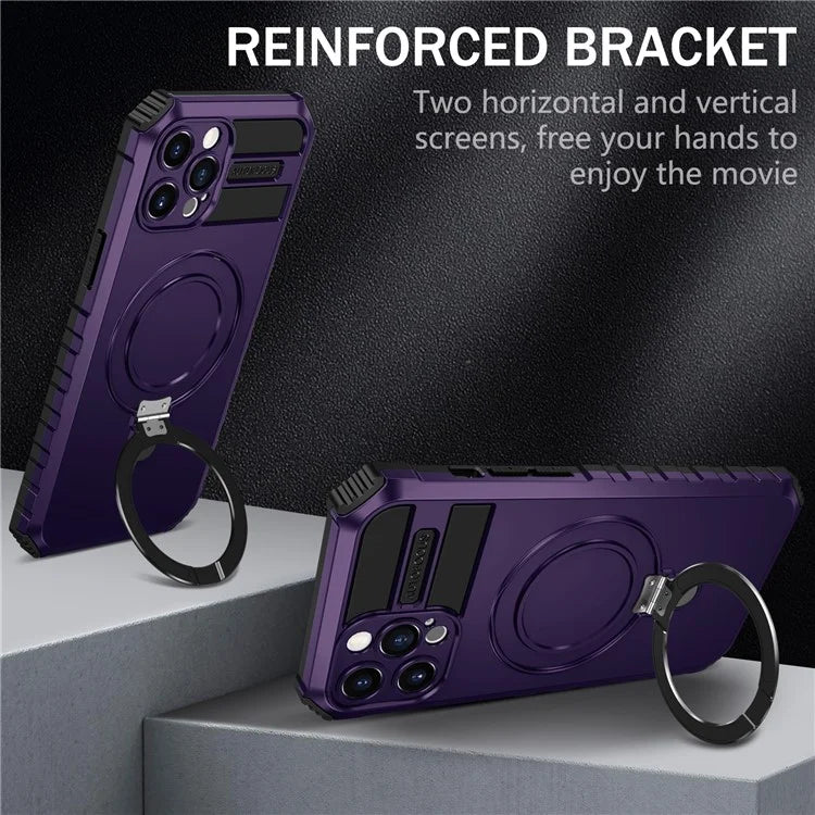 For iPhone 12 Pro Max Case with Magnetic Kickstand PC+TPU Phone Cover