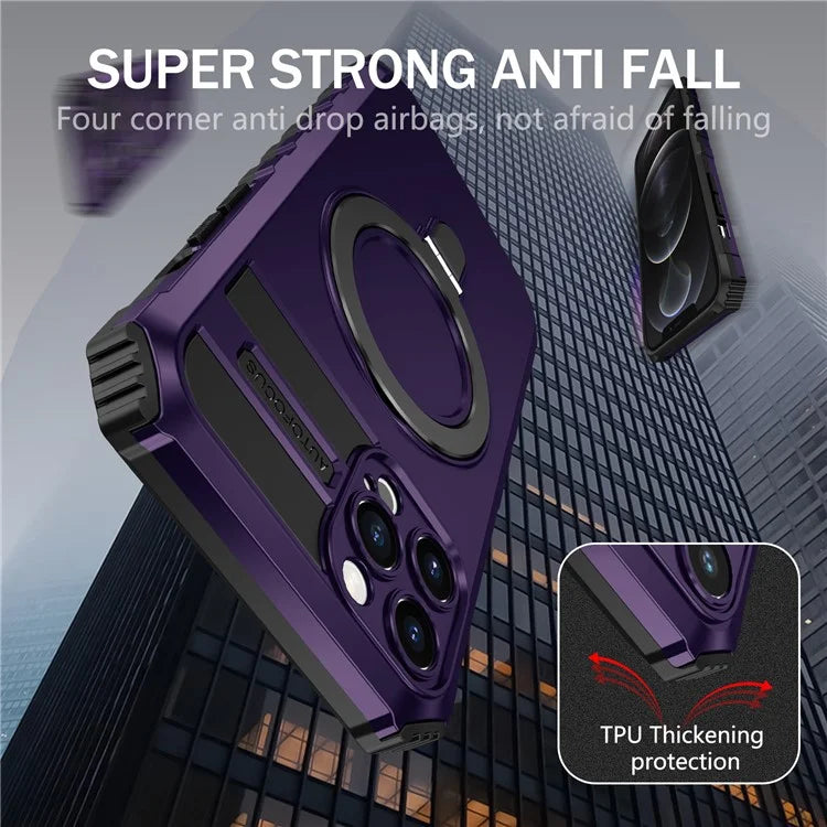 For iPhone 12 Pro Max Case with Magnetic Kickstand PC+TPU Phone Cover