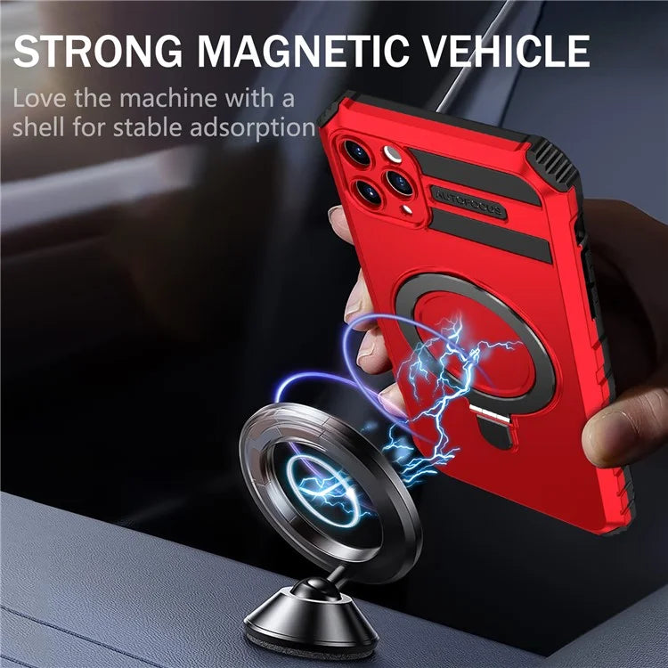 For iPhone 11 Pro Max Case Kickstand PC+TPU Phone Cover Compatible with MagSafe