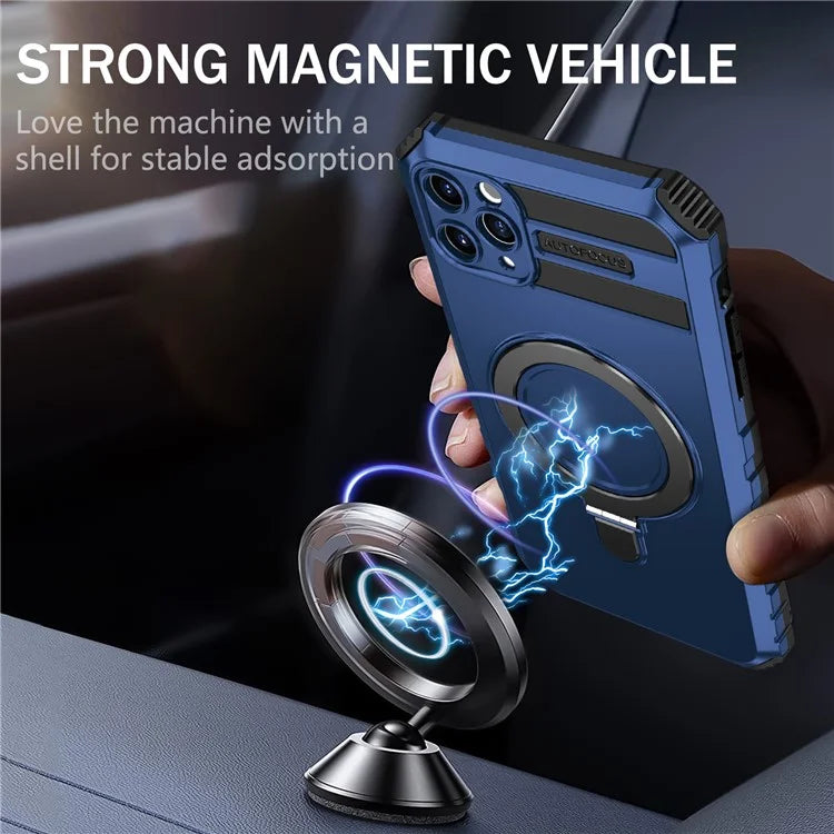 For iPhone 11 Pro Max Case Kickstand PC+TPU Phone Cover Compatible with MagSafe