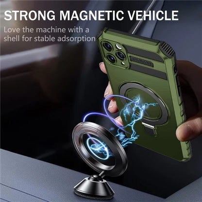 For iPhone 11 Pro Max Case Kickstand PC+TPU Phone Cover Compatible with MagSafe