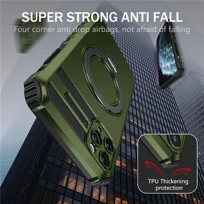 For iPhone 11 Pro Max Case Kickstand PC+TPU Phone Cover Compatible with MagSafe