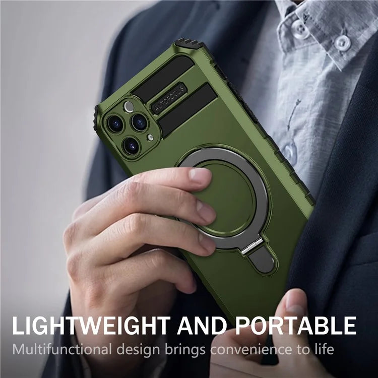 For iPhone 11 Pro Max Case Kickstand PC+TPU Phone Cover Compatible with MagSafe