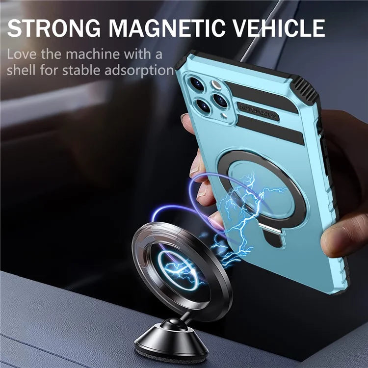For iPhone 11 Pro Max Case Kickstand PC+TPU Phone Cover Compatible with MagSafe