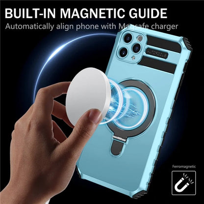 For iPhone 11 Pro Max Case Kickstand PC+TPU Phone Cover Compatible with MagSafe