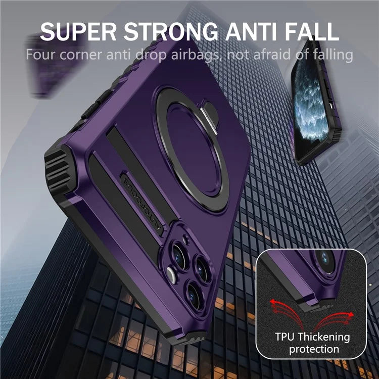 For iPhone 11 Pro Max Case Kickstand PC+TPU Phone Cover Compatible with MagSafe