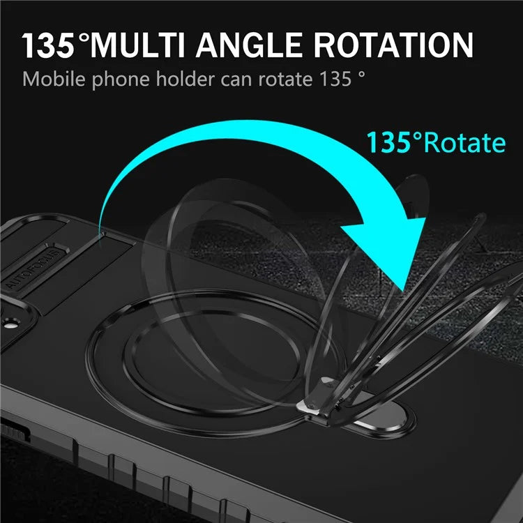 For iPhone 11 Pro Case Magnetic PC+TPU Phone Cover with Ring Kickstand