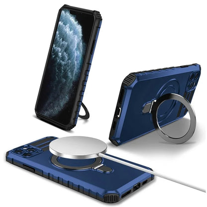 For iPhone 11 Pro Case Magnetic PC+TPU Phone Cover with Ring Kickstand