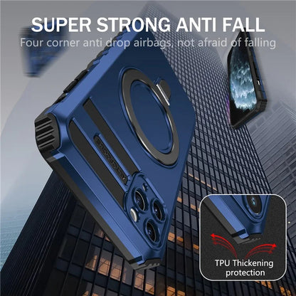 For iPhone 11 Pro Case Magnetic PC+TPU Phone Cover with Ring Kickstand