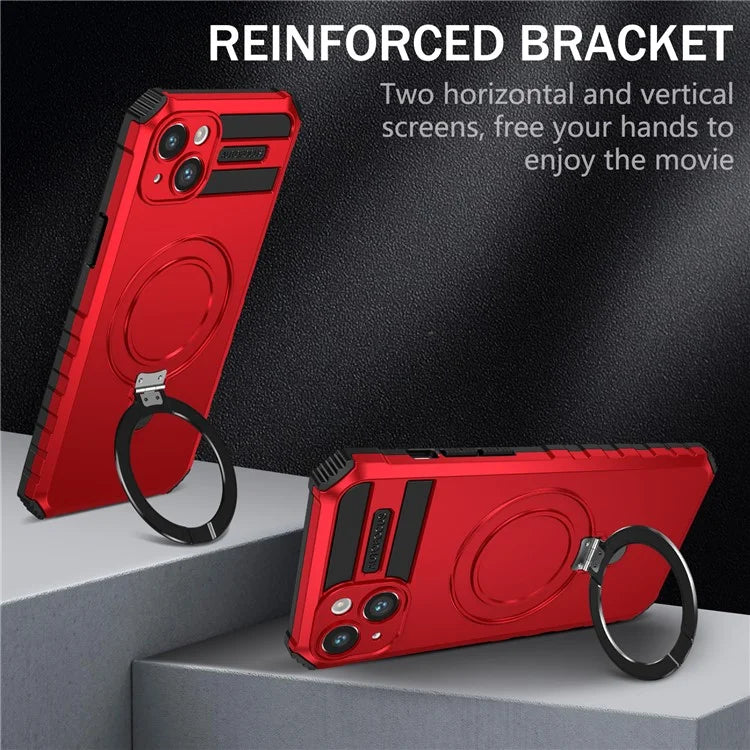 For iPhone 15 Case Compatible with MagSafe PC+TPU Phone Cover Build-in Kickstand
