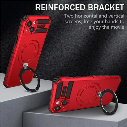 For iPhone 15 Case Compatible with MagSafe PC+TPU Phone Cover Build-in Kickstand