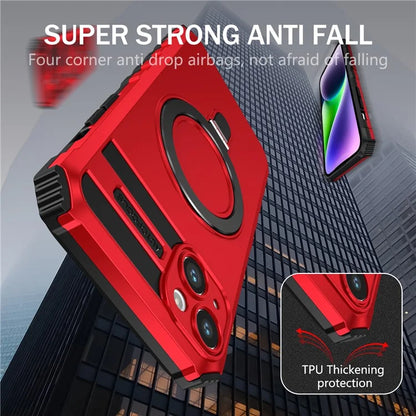For iPhone 15 Case Compatible with MagSafe PC+TPU Phone Cover Build-in Kickstand