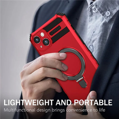 For iPhone 15 Case Compatible with MagSafe PC+TPU Phone Cover Build-in Kickstand